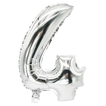 Folieballong 35 cm x 20 cm silver "4"